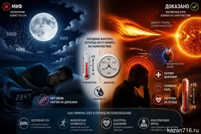 «Головная боль, связанная с погодой»: в КФУ опровергли мифы о метеозависимости и полнолунии.