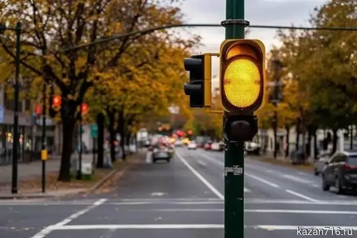 In Kazan, traffic lights malfunctioned due to the rain.
