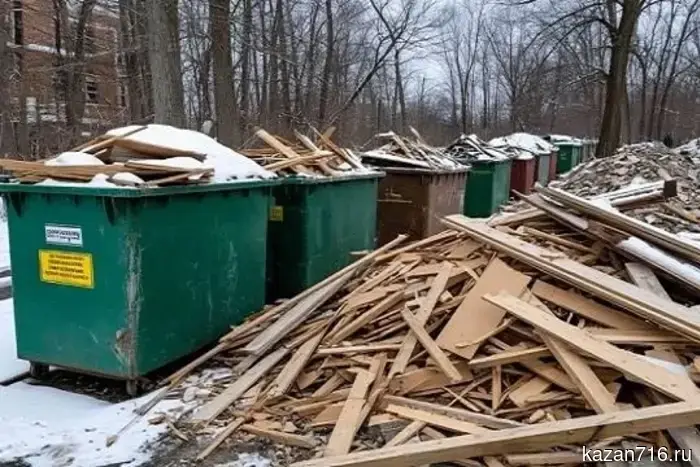In Kazan, "gray carriers" were caught dumping construction waste into regular containers.