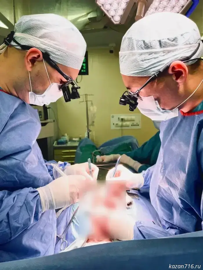 Cardiac surgeons at the emergency hospital removed a large tumor from the patient's heart.