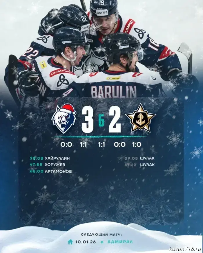 Neftekhimik defeated Admiral 3–2.