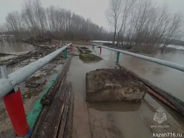 В Агрызском районе Татарстана снова затопило низководный мост.