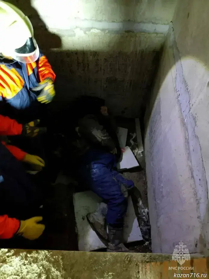 In Kazan, rescuers pulled a worker out of an elevator shaft at a construction site after he had fallen in.