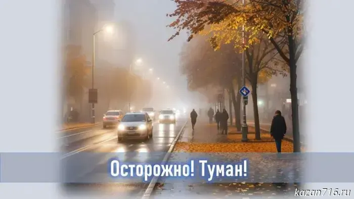 Предупреждение о тумане на территории Татарстана.