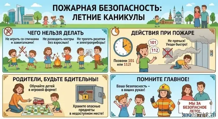 Летние каникулы в Нурлате: родители, напомните детям правила пожарной безопасности.