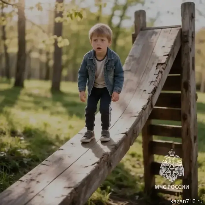 In Almetyevsk, rescuers removed an eight-year-old boy from a four-meter slide.