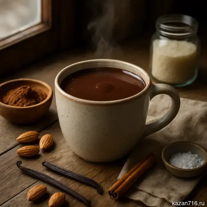 Thick hot chocolate made with plant-based milk: a vegan recipe for the drink
